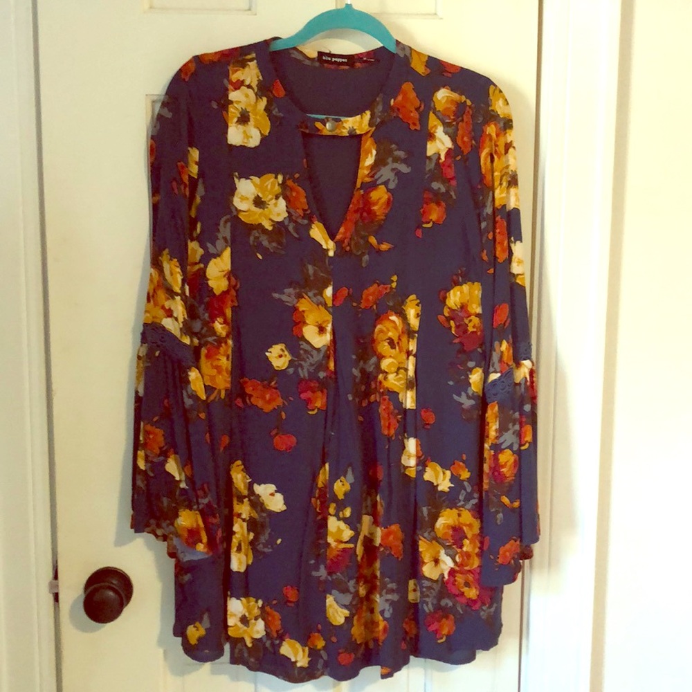 Navy floral print dress